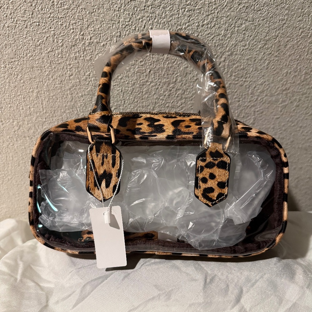 Leapord Clear Stadium Concert Event Approved Small Satchel Crossbody NWT